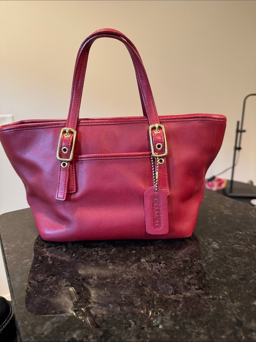 Coach Red Leather Mini Satchel with Gold Hardware